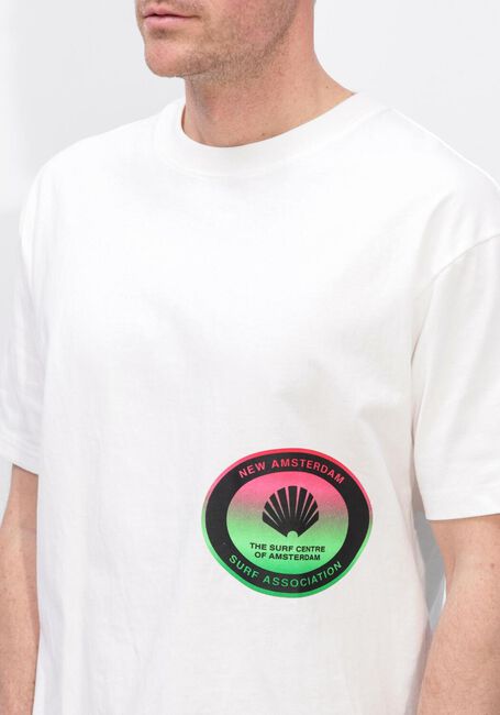 Witte NEW AMSTERDAM SURF ASSOCIATION T-shirt SURF CENTRE TEE WASHED WHITE - large