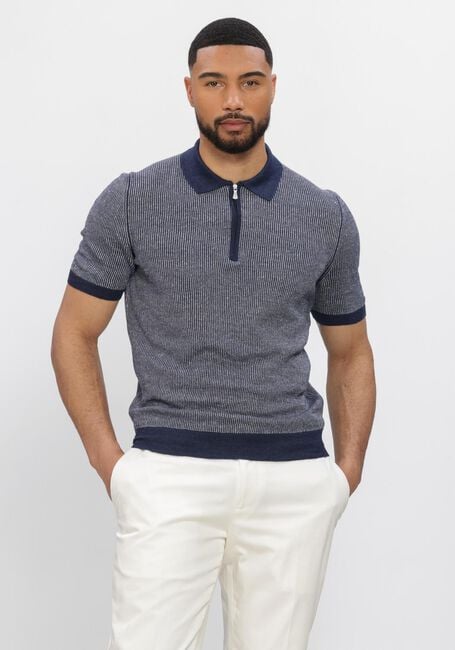 Donkerblauwe GRAN SASSO Polo TENNIS ZIP S/SLV - large