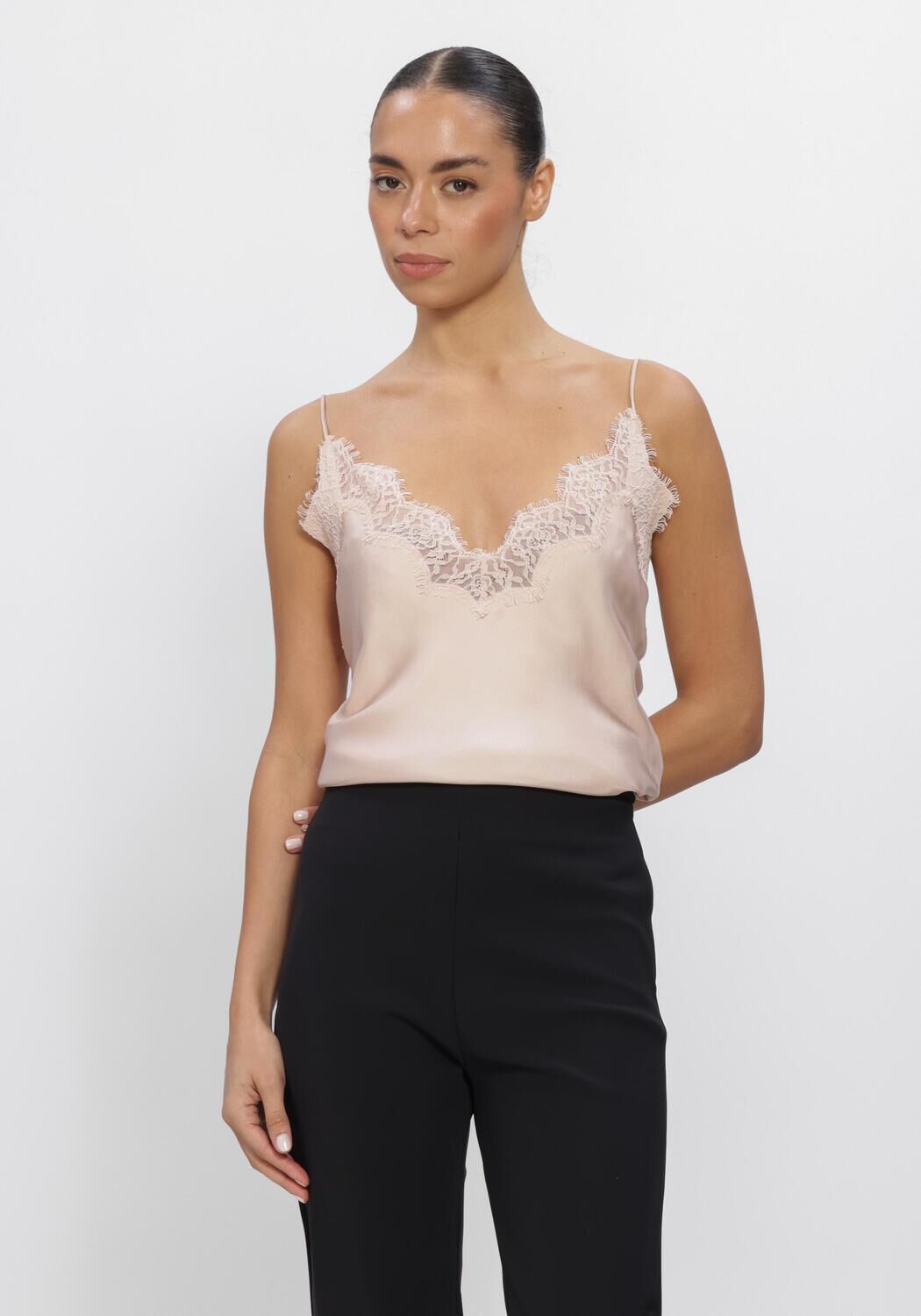 Roze ROHE Tops & T-shirts LACE SILK CAMISOLE - large