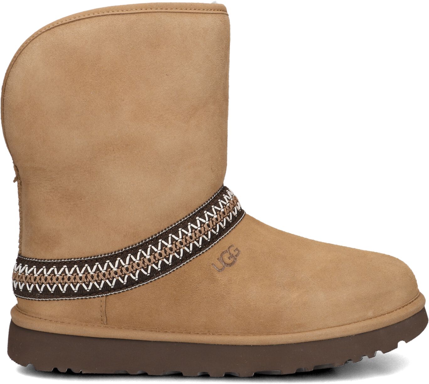 UGG Vachtlaarzen Dames Classic Short Crescent, Maat: 40, Materiaal: Suède, Kleur: Cognac