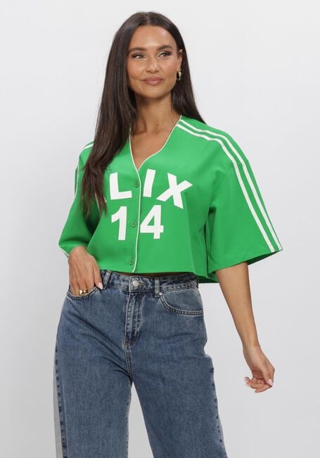 Groene ALIX THE LABEL Tops & T-shirts LADIES WOVEN CROPPED BASEBALL SHIRT - large