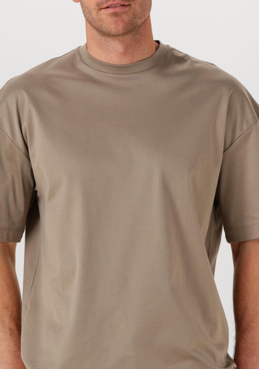 Taupe VALENZA T-shirt 1026 INTERLOCK SUPIMA OVERSIZED T SHIRT - large