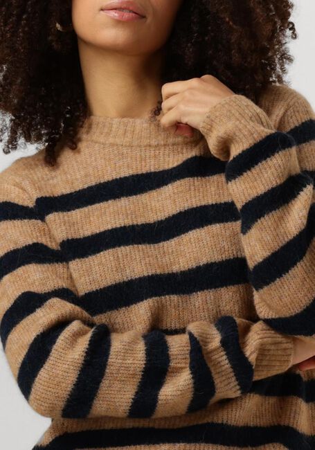 Bruine MOS MOSH Trui THORA STRIPE CREWNECK KNIT - large