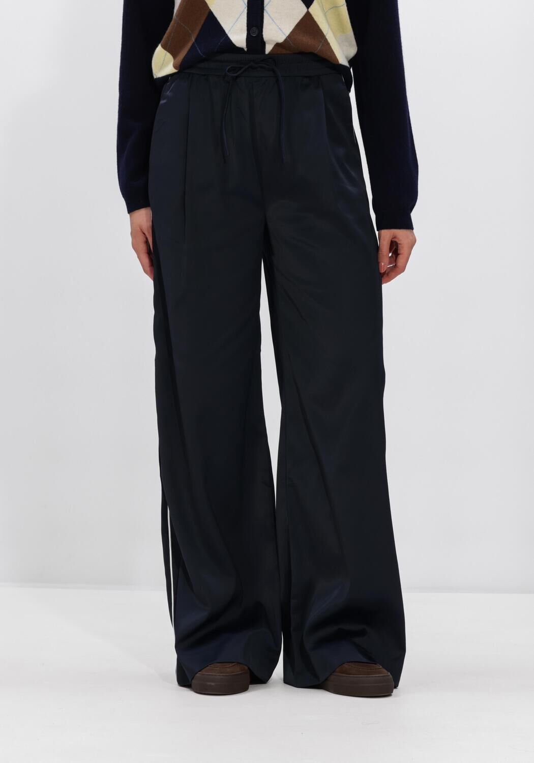 Donkerblauwe GESTUZ Wijde broek GZBICCA HW PANTS - large