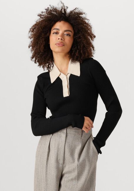 Zwarte SECOND FEMALE T-shirt JOSEPHINE KNIT POLO - large