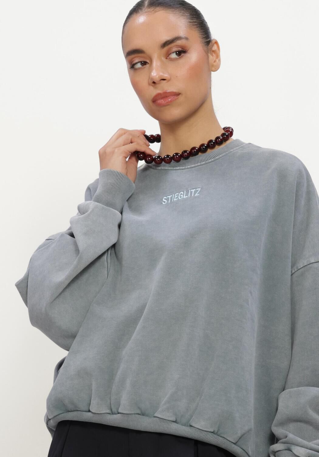 Grijze STIEGLITZ Tops & T-shirts BASIC WORN-OUT SWEATER - large