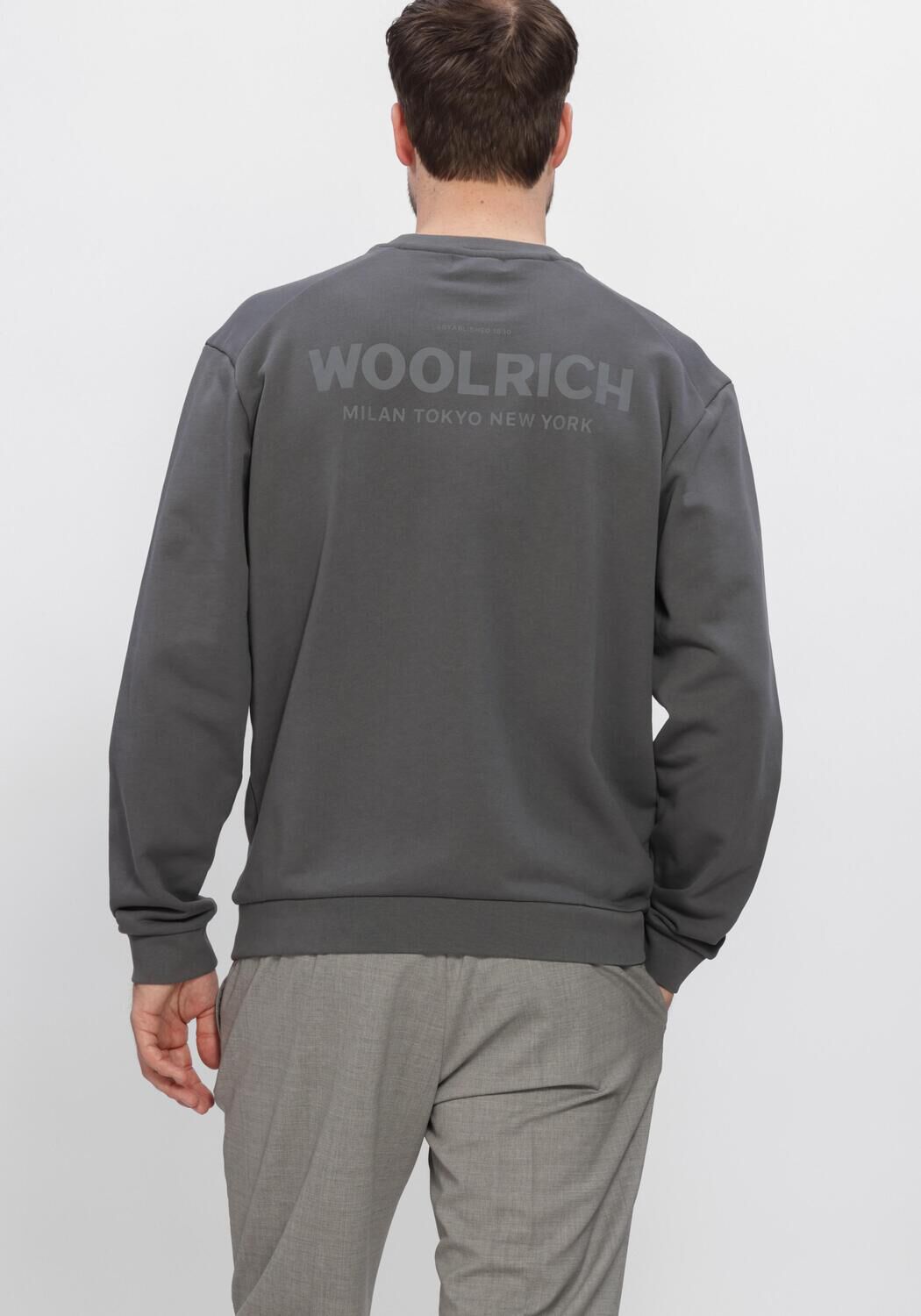 Groene WOOLRICH Sweater MACRO LOGO CREWNECK - large