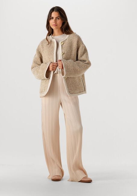 Creme FORTE FORTE Wijde broek POLY CREPE PLISSE' REGULAR WAIST PANTS - large