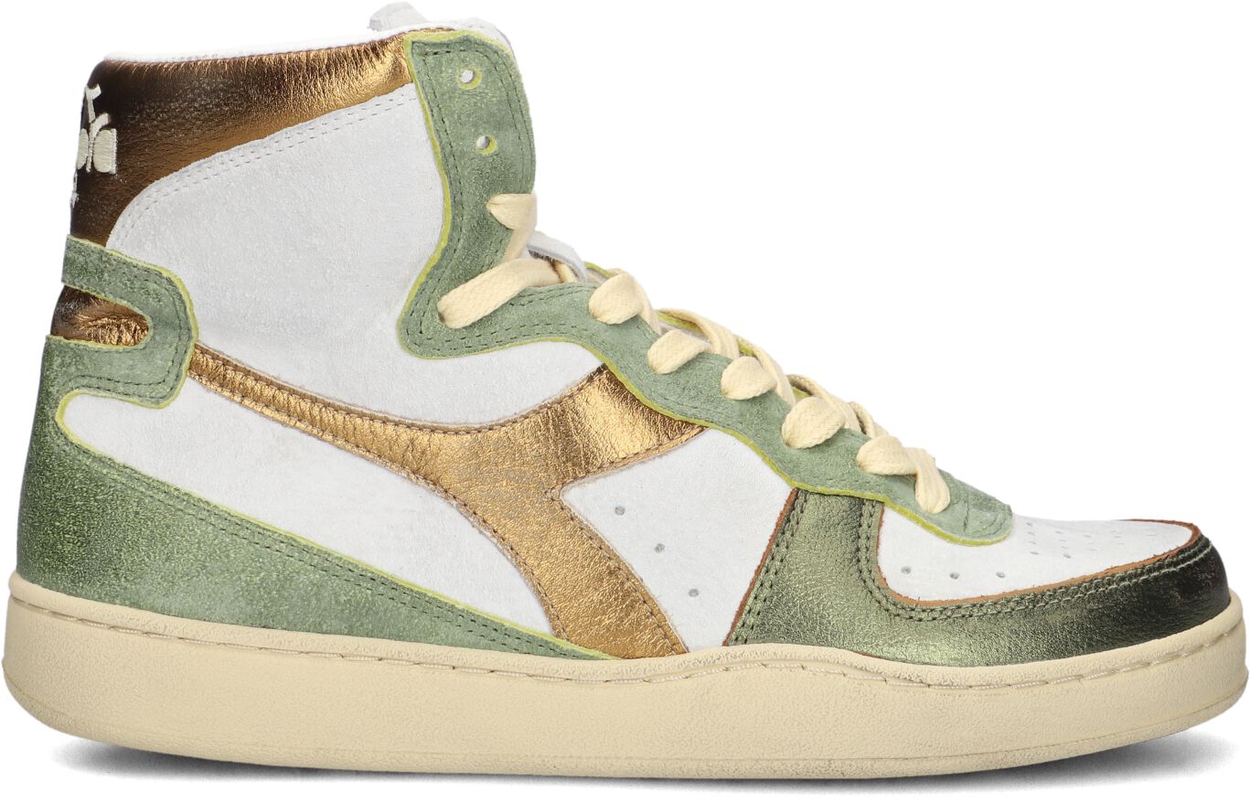 Diadora Hoge Sneakers Dames Met Mid Basket Sneaker, Maat: 40, Materiaal: Leer, Kleur: Groen