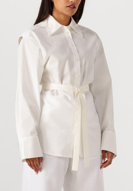 Witte ROHE Blouses POPLIN SILK COMBINED GILET SHIRT - large
