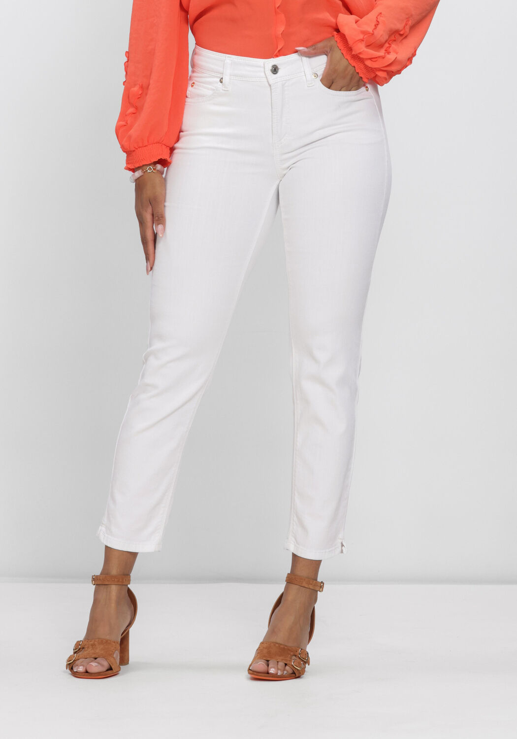 Witte CAMBIO Slim fit jeans PIPER SHORT - large