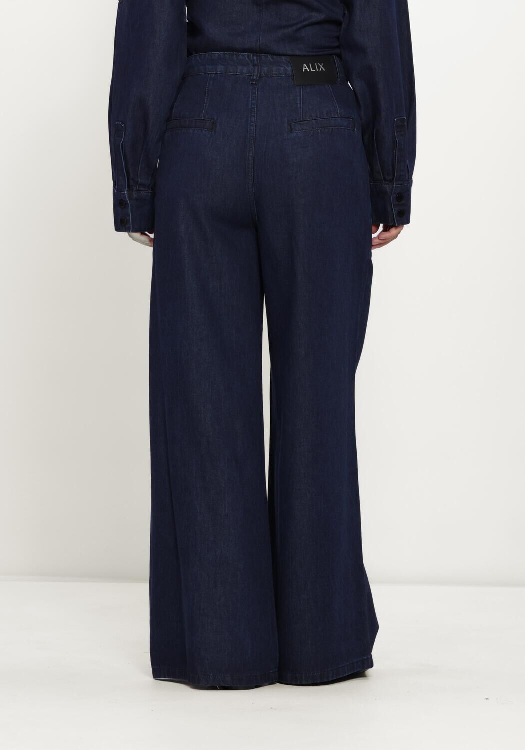 Blauwe ALIX THE LABEL Broeken LADIES WOVEN WIDE LEG DENIM PANTS - large