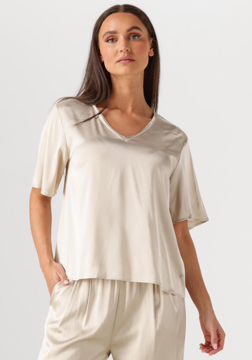 Mos Mosh Blouse Dames Mmevie V-neck Satin Blouse, Maat: M, Kleur: Creme afbeelding 1