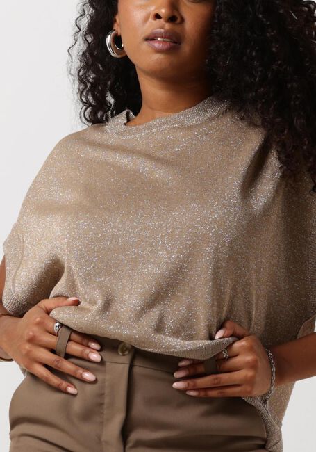Bruine SUMMUM Top OVERSIZED SLEEVELESS SWEATER SHIMMERING LUREX KNIT - large