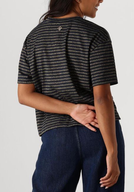 Blauwe SUMMUM Top SHORTSLEEVE TOP LUREX RIB STRIPE - large