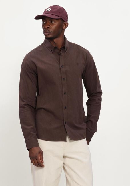 Bruine LES DEUX Klassiek overhemd SOFT FLANNEL SHIRT - large