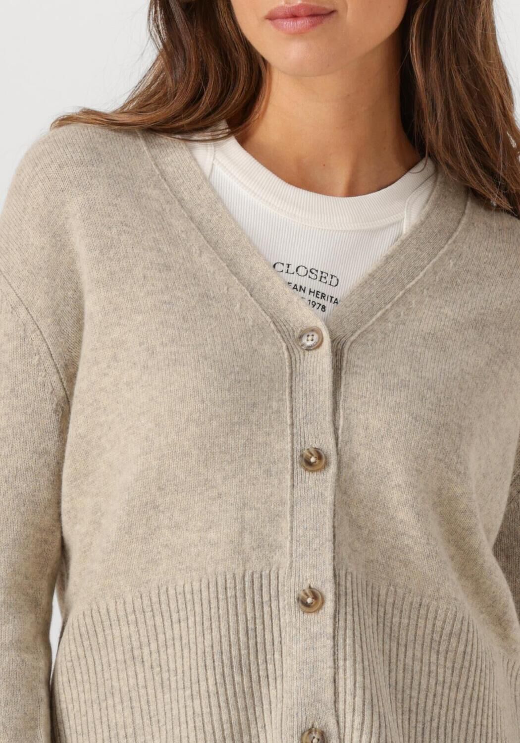 Beige CLOSED Trui V NECK CARDIGAN - large