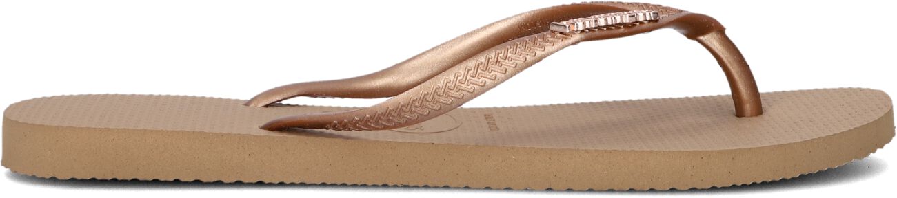 Havaianas Teenslippers Dames Slim Logo Metallic, Maat: 35/36, Materiaal: Rubber, Kleur: Bruin