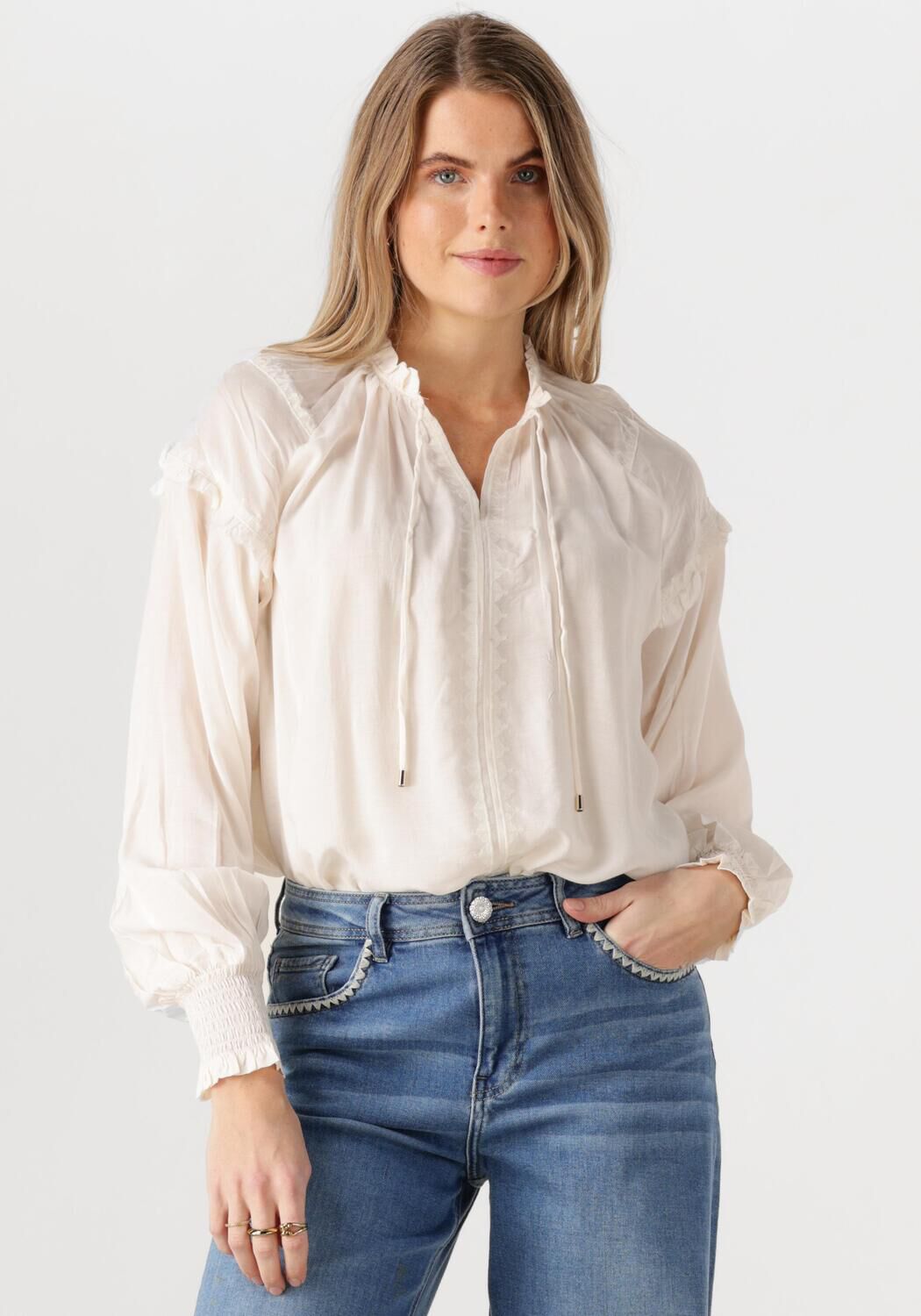 Mos Mosh Blouse Dames Mmmarb Sansa Emb Blouse, Maat: S, Kleur: Gebroken wit afbeelding 1