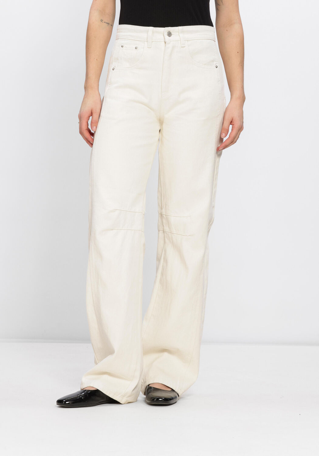 Haute L'Amitié Wide Jeans Dames Drew Barrel Panel Tall Jeans White, Maat: L, Kleur: Ecru afbeelding 1