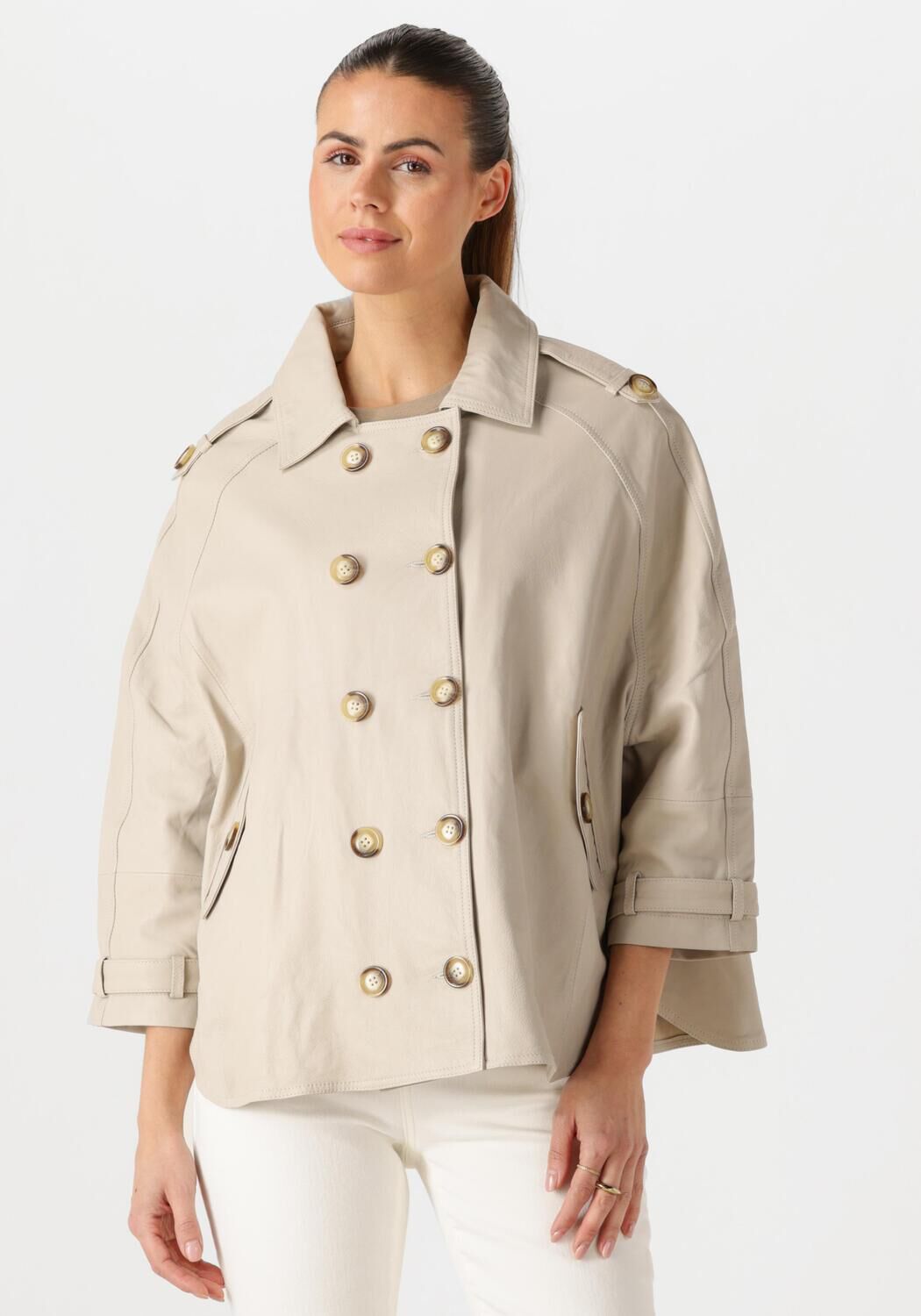 Alter Ego Leren Jas Dames Bibi, Maat: L, Kleur: Beige