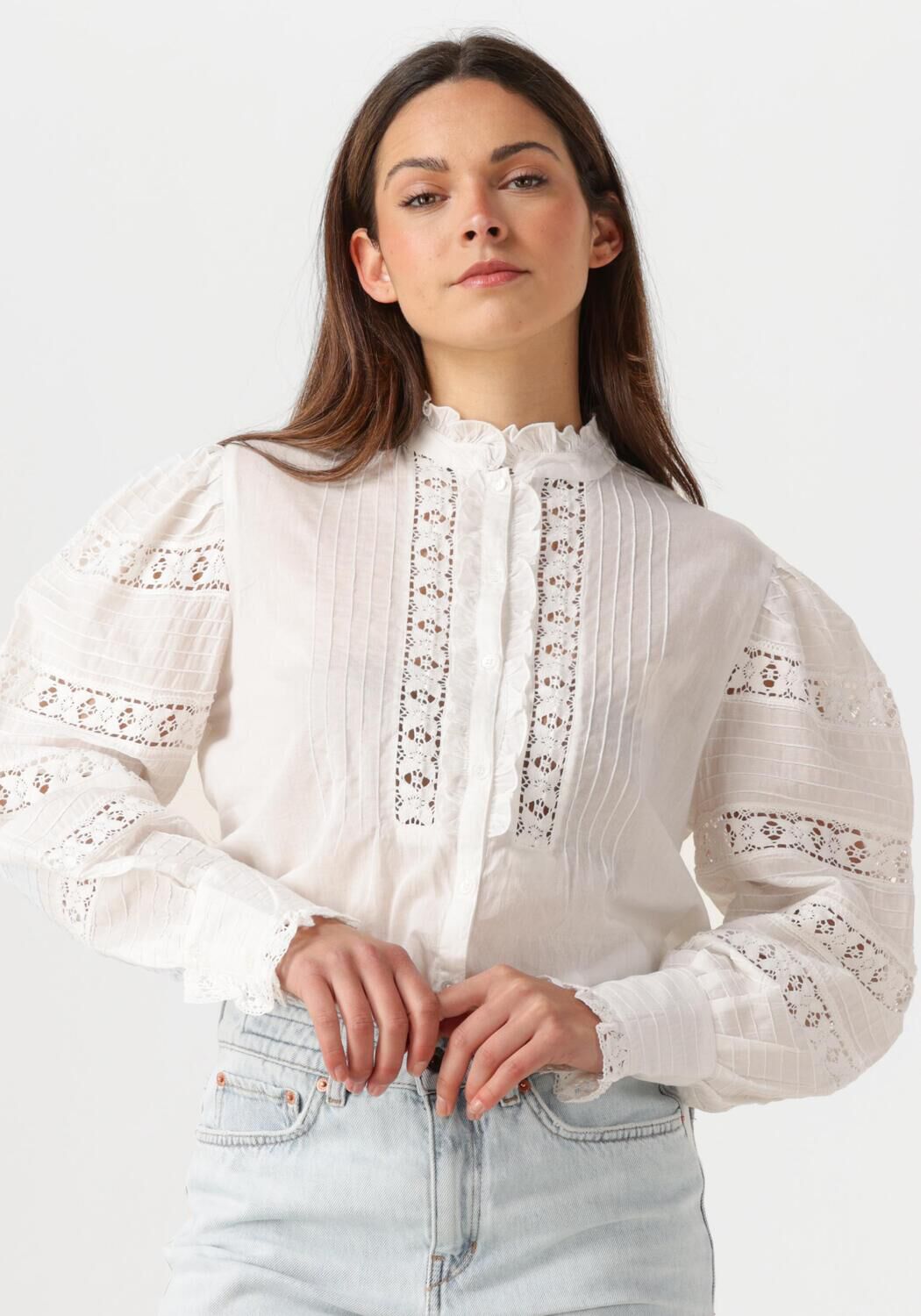 Antik Batik Blouse Dames Lena Blouse, Maat: L, Kleur: Wit