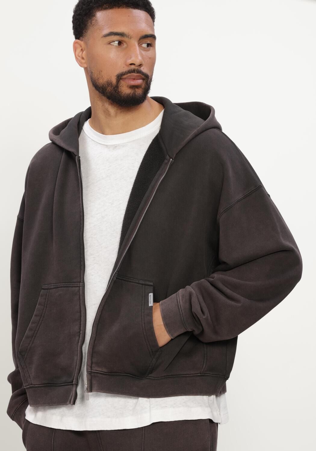 Antraciet REPRESENT Sweater INITIAL BOXY OVERSIZED ZIP HOODIE - large