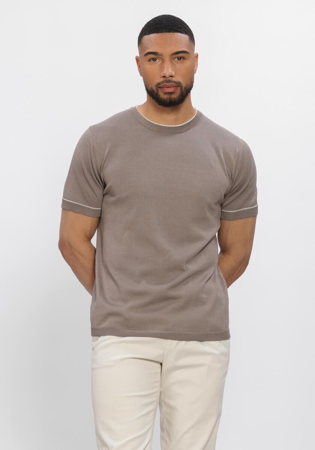 Taupe STEFANO LAURAN Polo T-SHIRT BROR - large