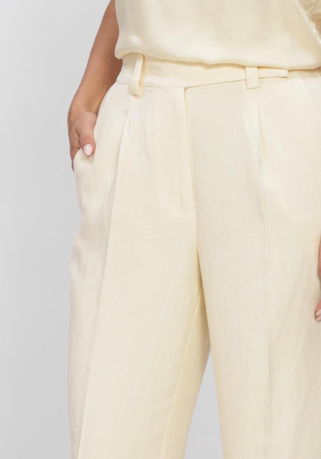 Gele SECOND FEMALE Broeken LINO CLASSIC TROUSERS - large