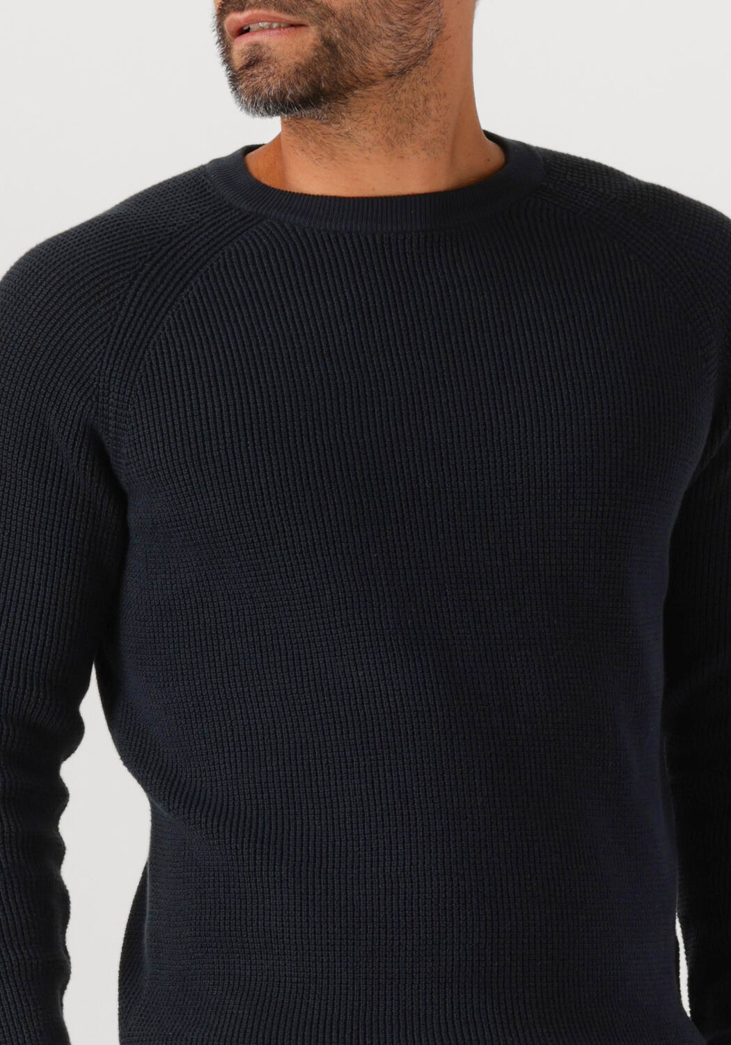 Donkerblauwe GENTILUOMO Trui ROUND LS RAGLAN - large