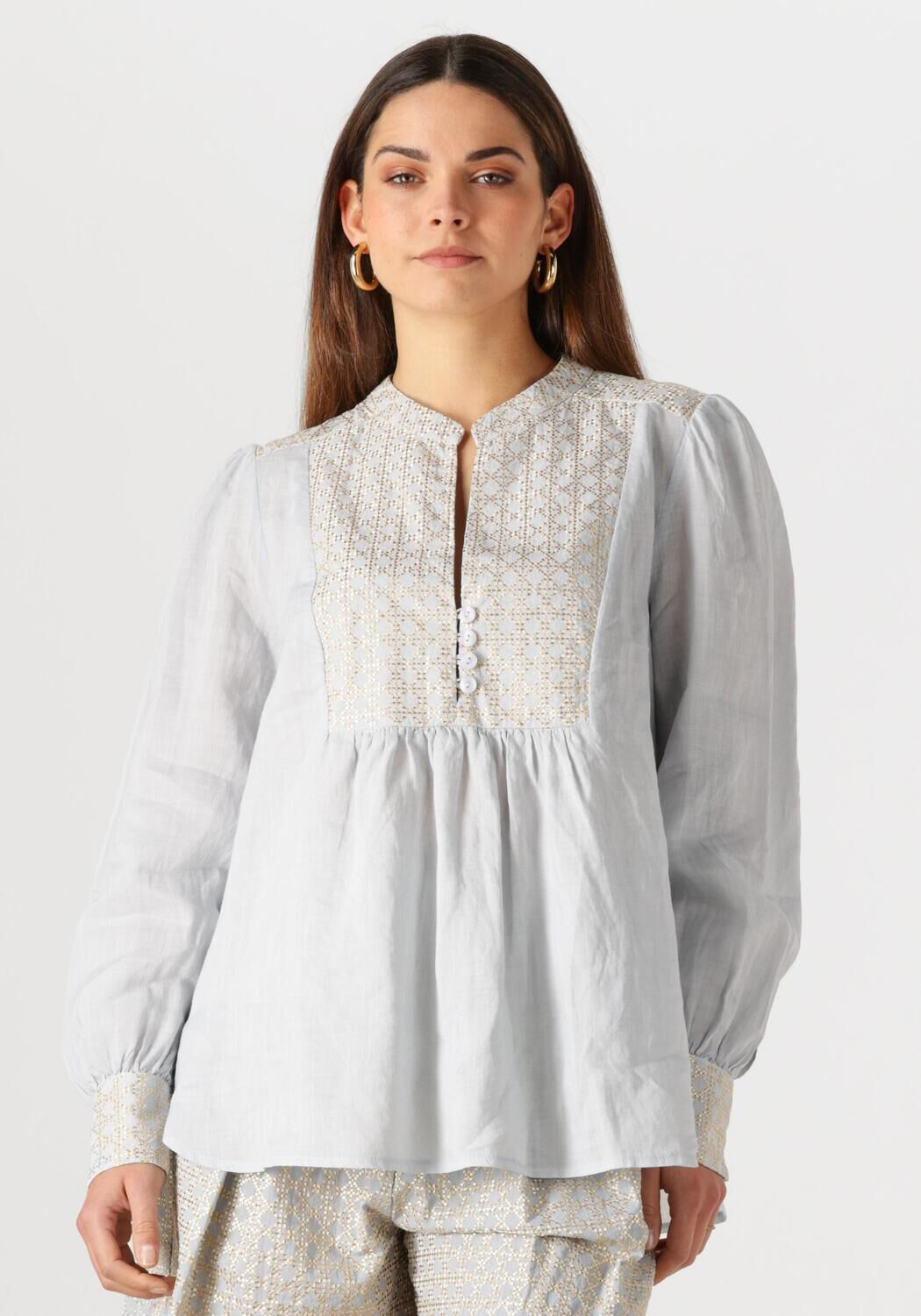 Greek Archaic Kori Blouse Dames 440645, Maat: XS, Kleur: Lichtblauw afbeelding 1