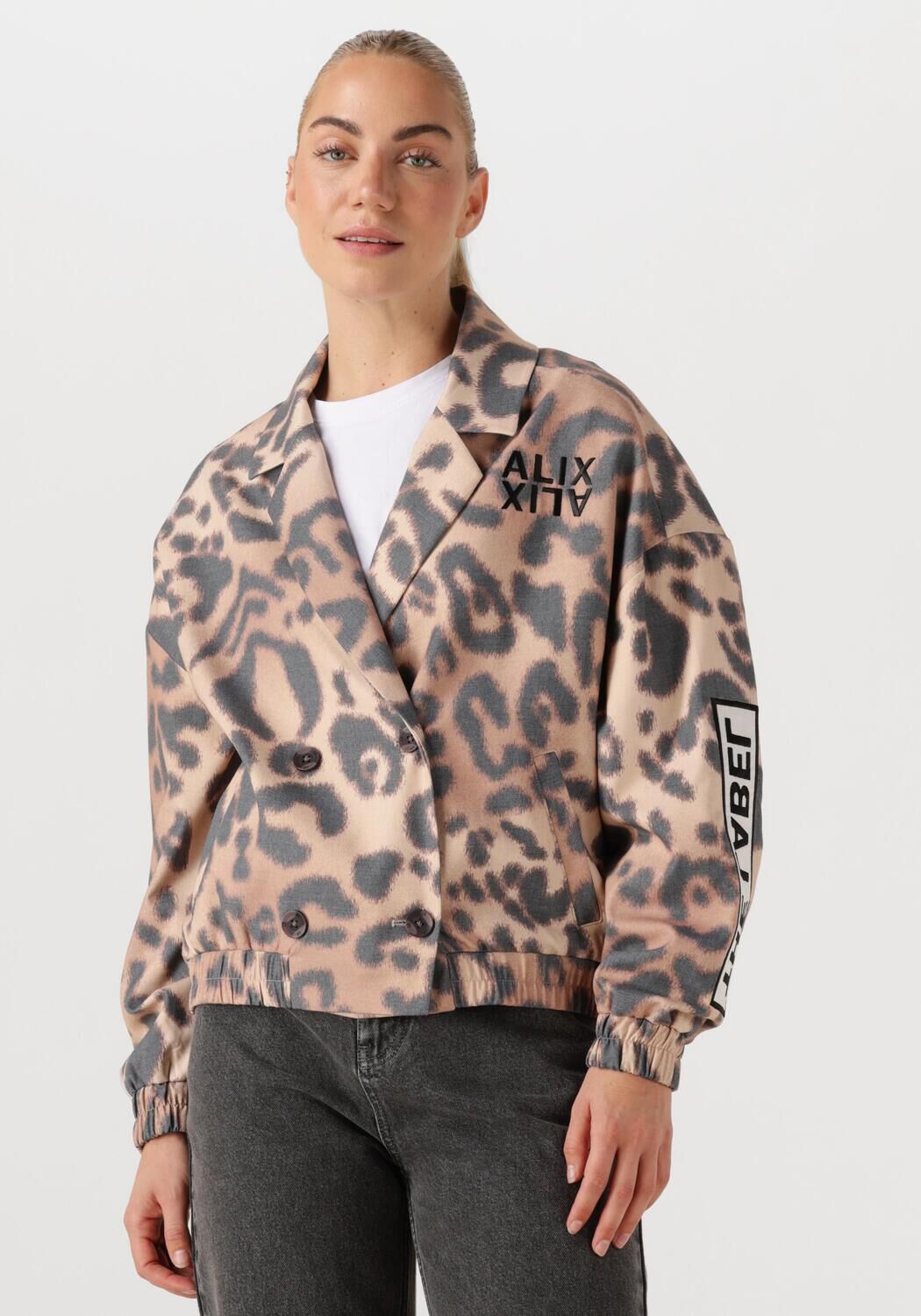 Alix the Label Jack Dames Ladies Woven Jaguar Bomber, Maat: L
