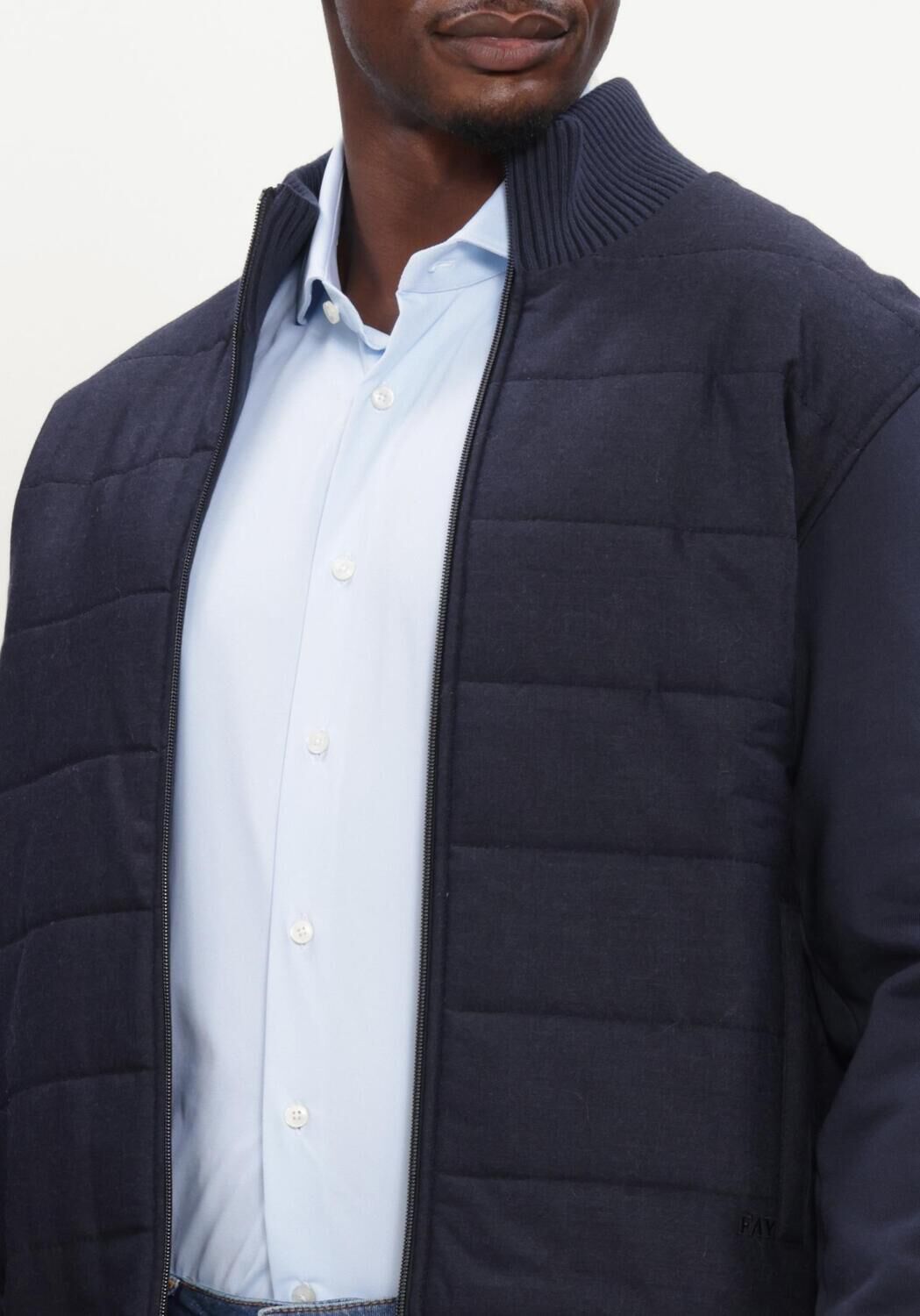 Blauwe FAY Gewatteerde jas GIUBBINO ZIP RICAMO - large