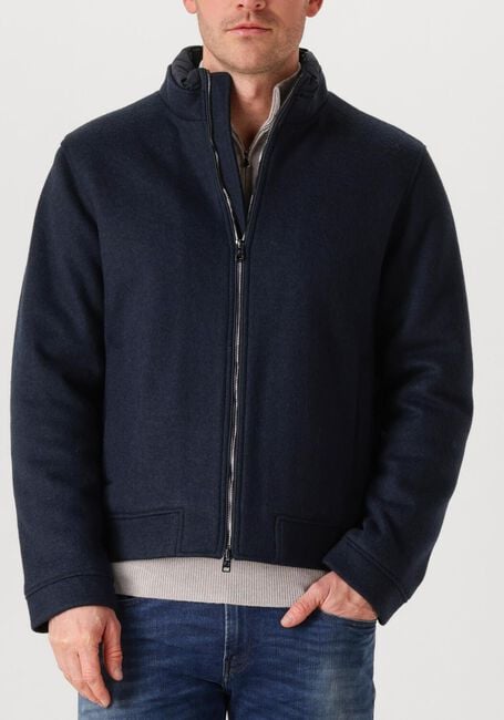 Donkerblauwe WOOLRICH Jack KNITTED WOOL LEWIS BOMBER - large