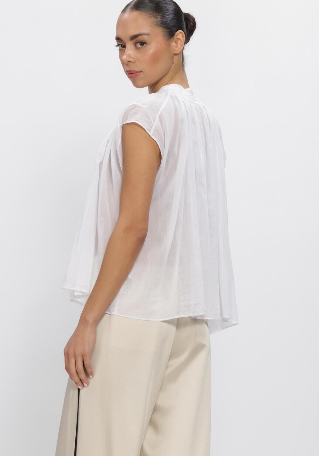 Witte FORTE FORTE Blouses LES FLEURS EMBROIDERY POPLINE SHIRT - large