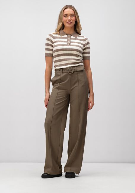 Bruine CO'COUTURE Trui BONNY STRIPE S/S POLO KNIT - large