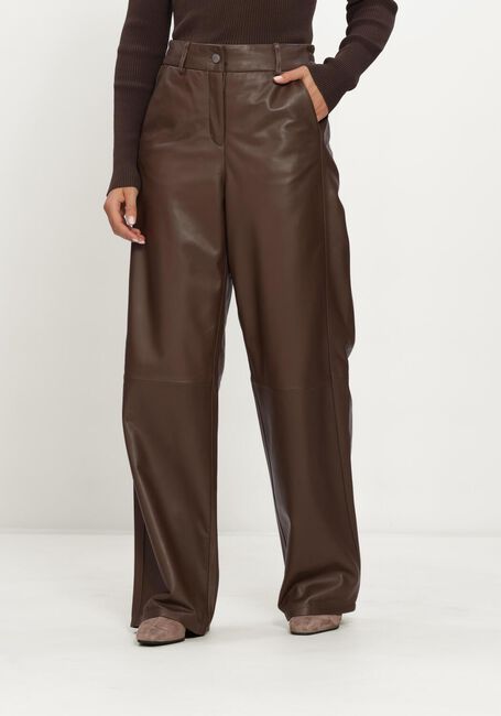 Bruine STUDIO AR Wijde broek DAVINA SHEEP SOFT WAXED - large
