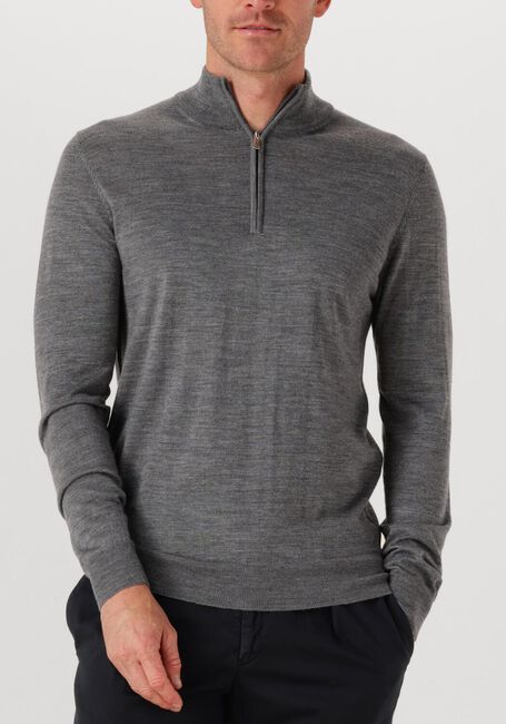 Grijze PROFUOMO Trui PULLOVER HALF ZIP MERINO - large