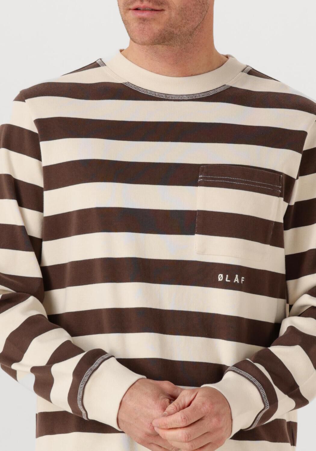 Multi OLAF HUSSEIN Trui STRIPED RIB CREWNECK - large