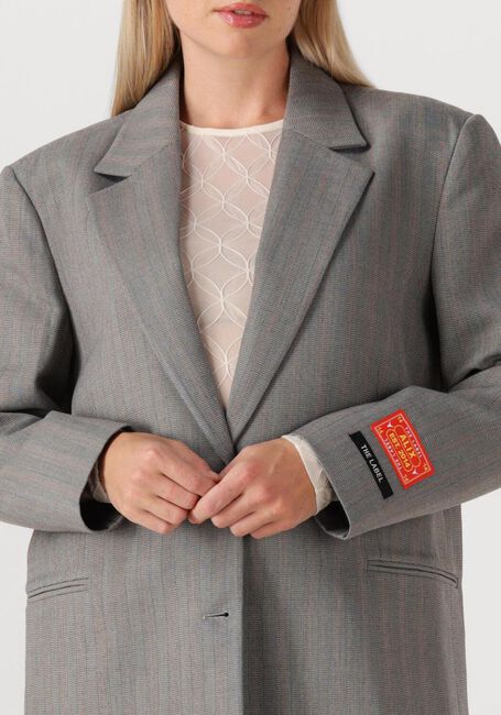 Grijze ALIX THE LABEL Blazer LADIES WOVEN CLASSY GRANDAD BLAZER - large