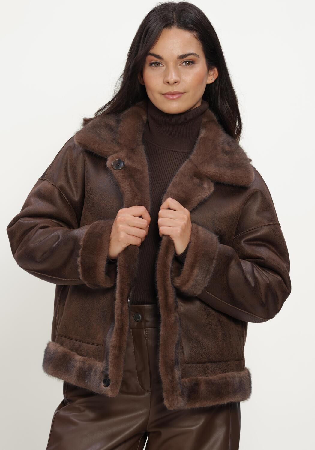 Bruine STUDIO AR Faux fur jas FAJE FAUX MINK - large