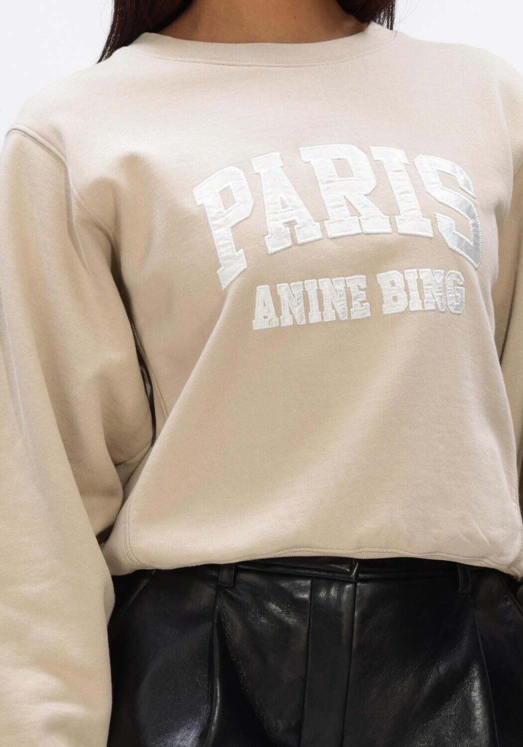 Beige ANINE BING Sweater HARRY SHRUNKEN SWEATSHIRT PARIS BEIGE - large