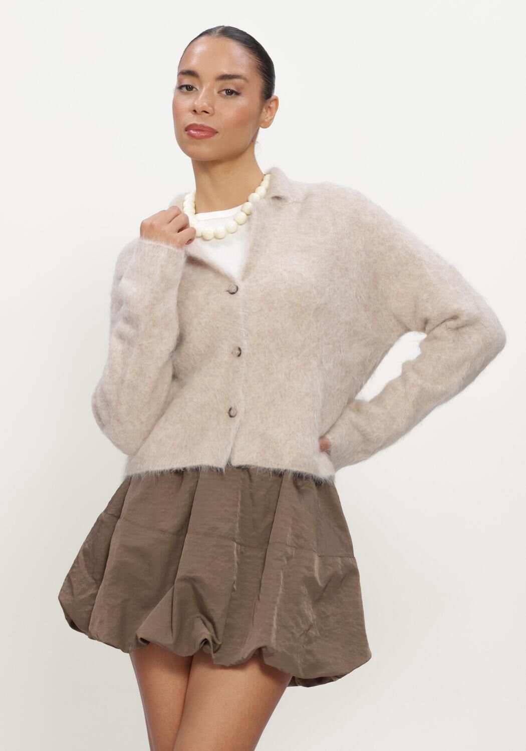 Beige KNIT-TED Vest NIKI CARDIGAN - large