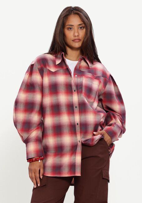 Rode GANNI Blouses COTTON FLANNEL CHECK PLEATED SLEEVE SHIRT - large