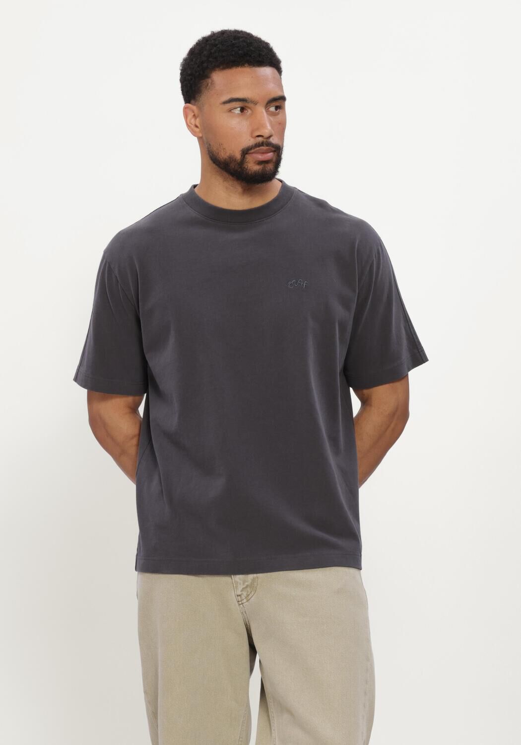 Donkergrijze OLAF HUSSEIN T-shirt SIGNATURE SS TEE - large