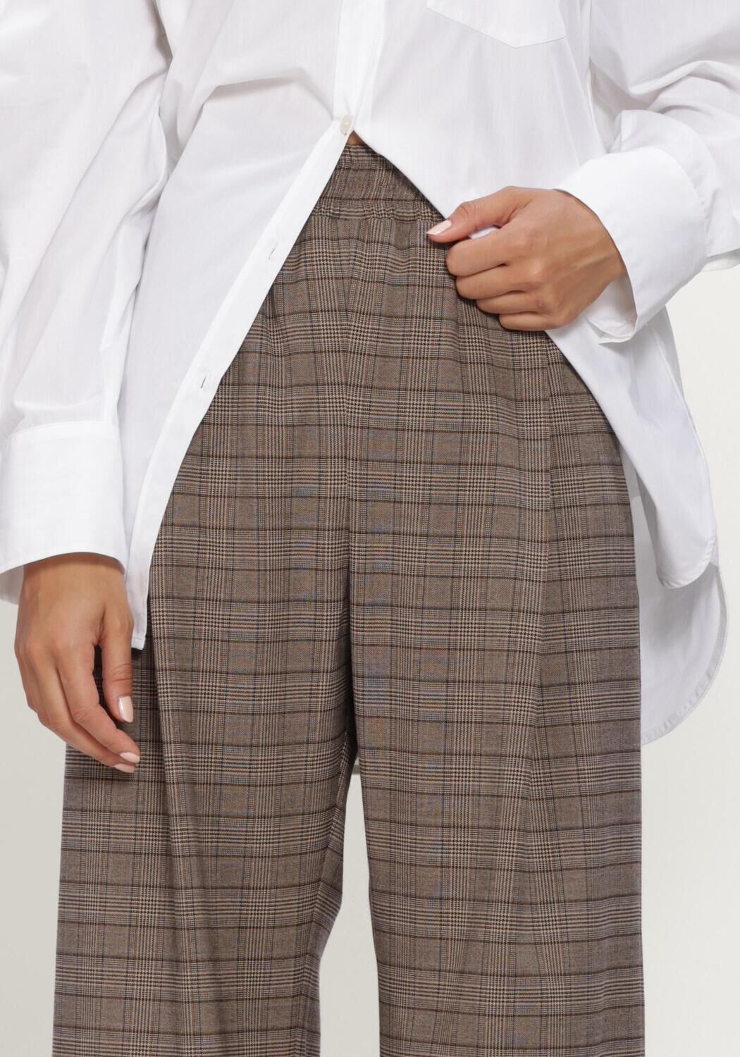 Bruine JOHNY Wijde broek AYO CHECK B PANT - large