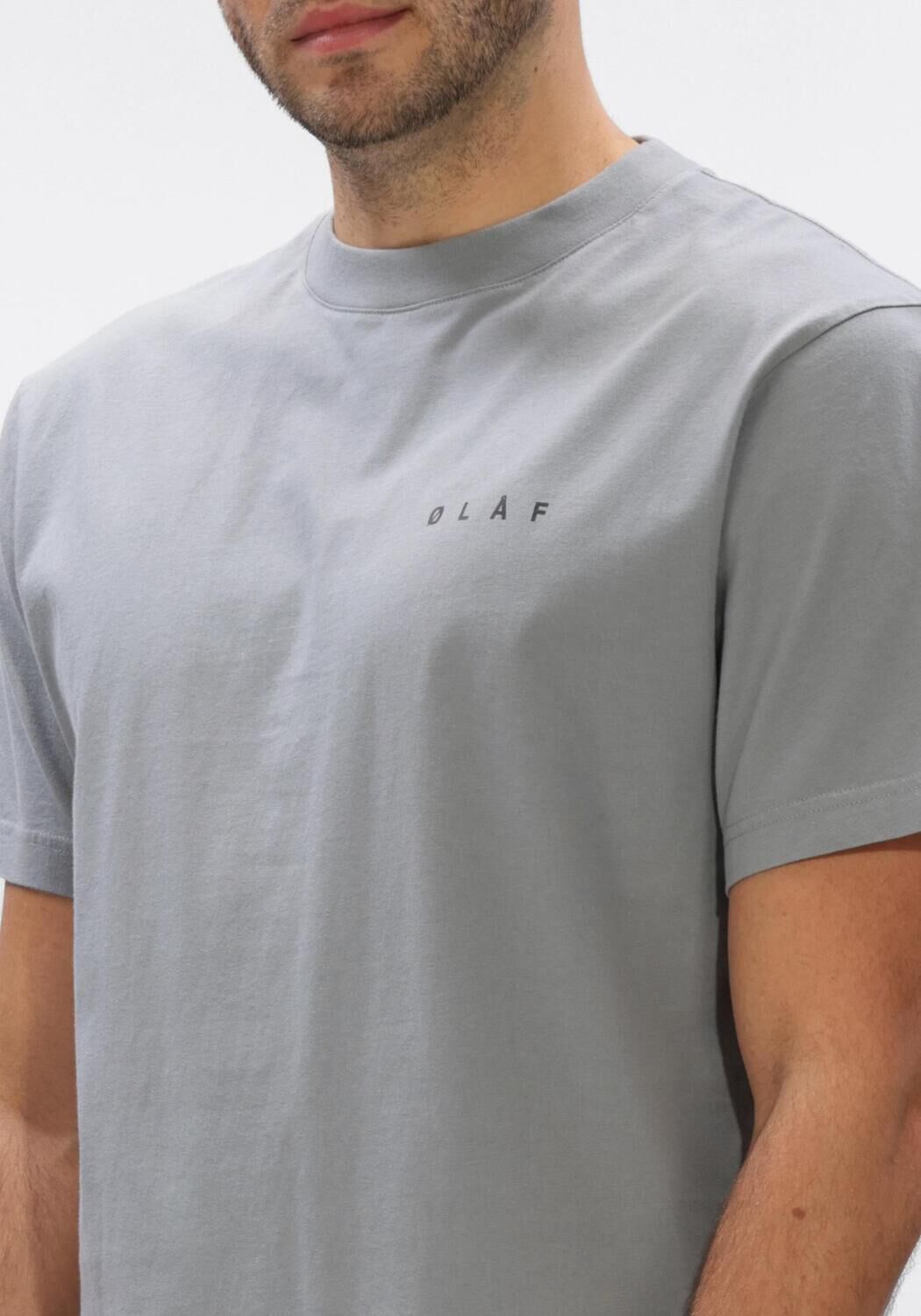 Lichtgrijze OLAF HUSSEIN T-shirt BRUSHSTROKE FACE TEE - large