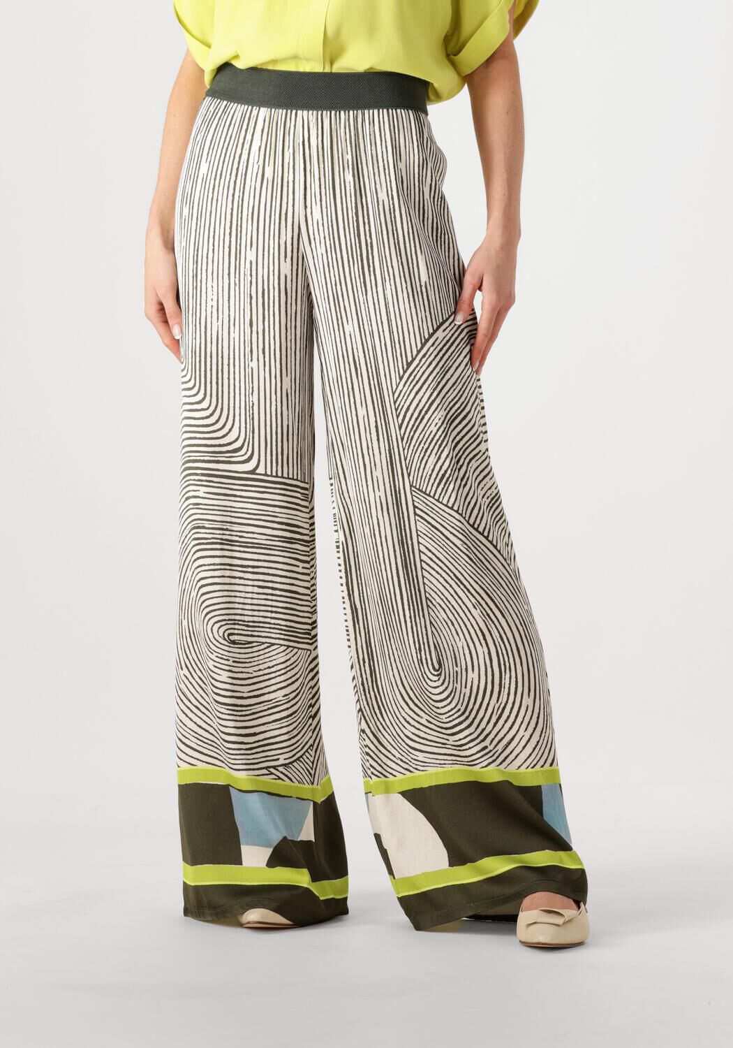 Caroline Biss Wijde Broek Dames 1555, Maat: 34, Kleur: Groen