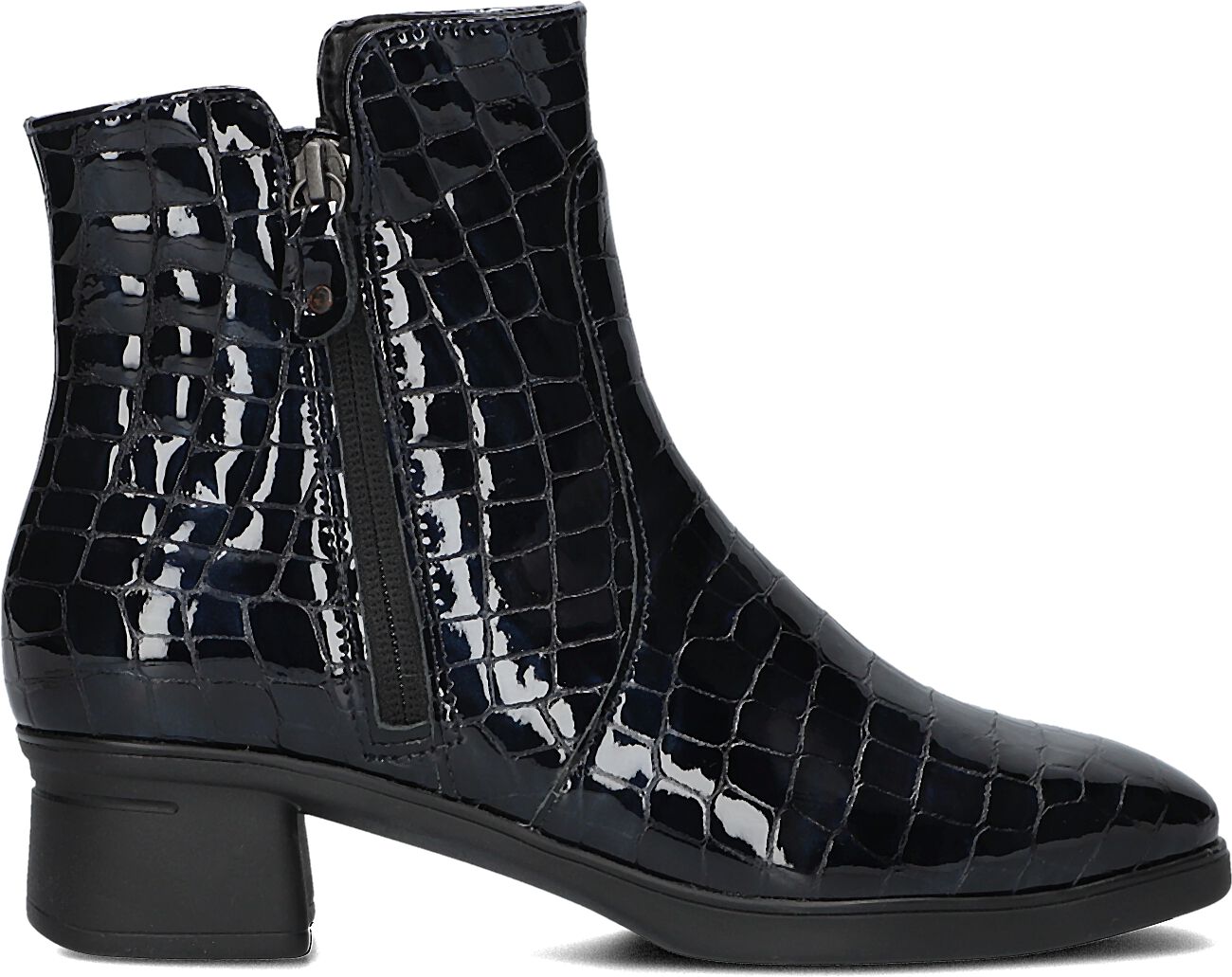 Hartjes Enkelboots Dames Croco 2-rits G Booty, Maat: 41,5, Materiaal: Leer, Kleur: Blauw
