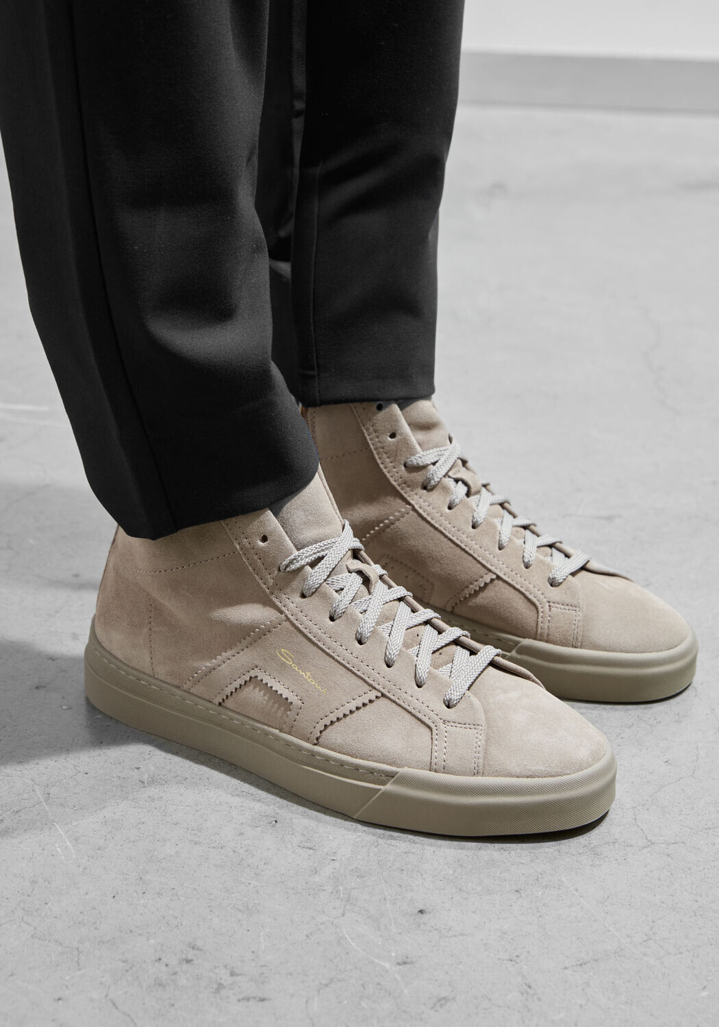 Taupe SANTONI Hoge sneakers SUE MID RITS SNEAKER - large